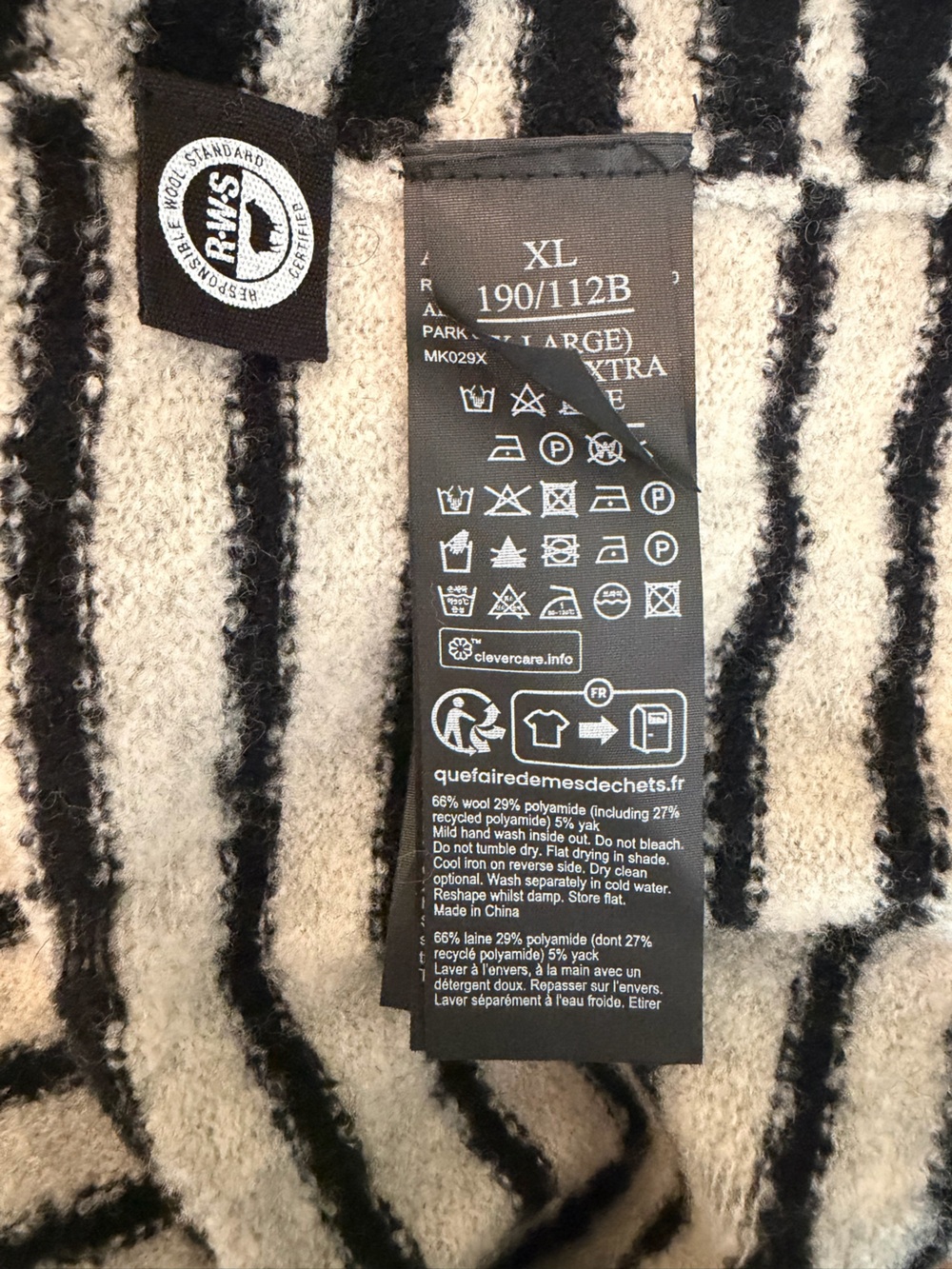 All Saints Black & White Striped Crewneck Sweater Size XL - Picture 7 of 7